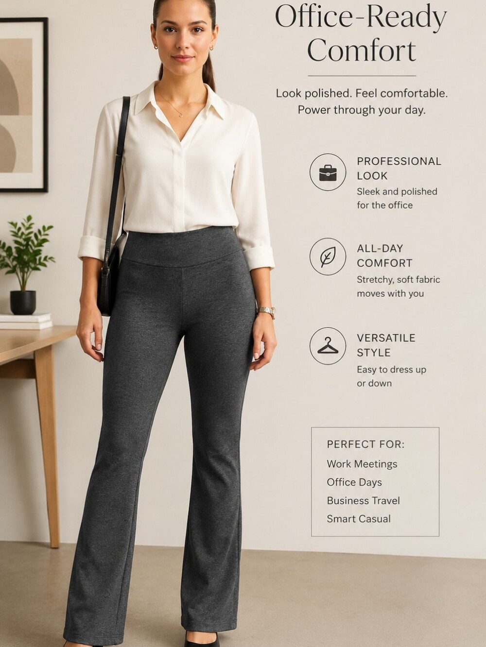 New York & Company Heather Gray Pull-On Flare Pants ✨ XS